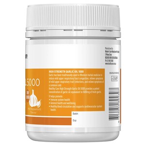 (PRE ORDER) Healthy Care High Strength Garlic Oil 5000mg 150 Capsules shelf life 2yrs